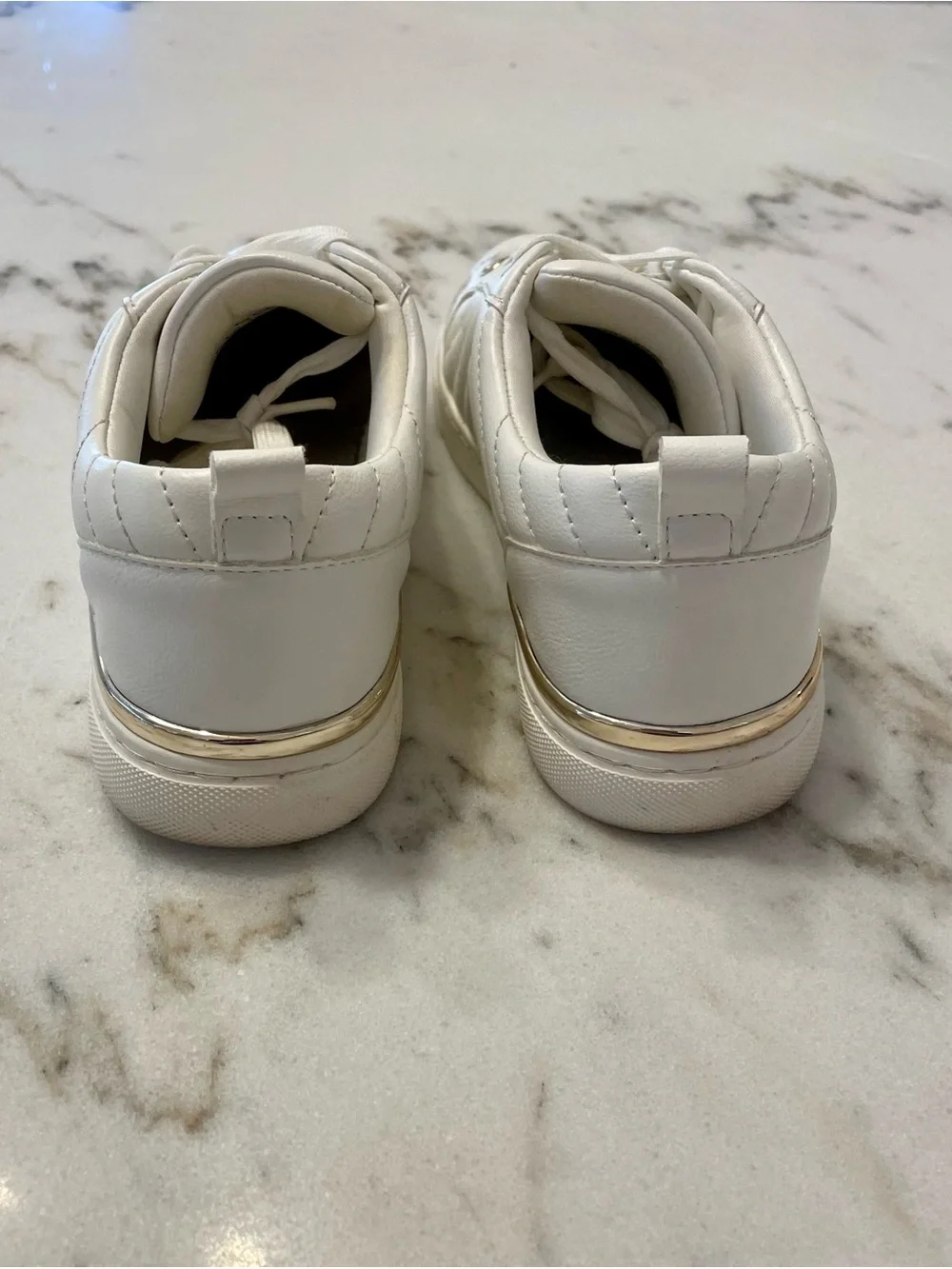 ALDO White Quilted Platform Lace-Up Sneakers